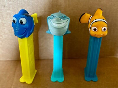 Loose Set (3) Disney Pixar PEZ Candy Dispensers Finding Nemo. Dory & Bruce VGUC