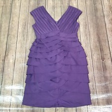 Adrianna Papell Womens Dress M Medium Purple Shutter Pleat Sleeveless Sheath