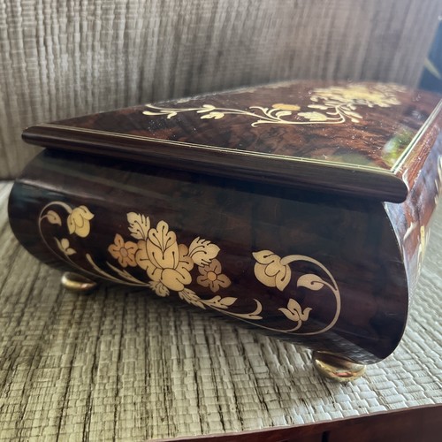 Sorento Italy Handcrafted Musical Wood Inlay Music Jewelry Trinket Box & Key Big - Picture 9 of 18