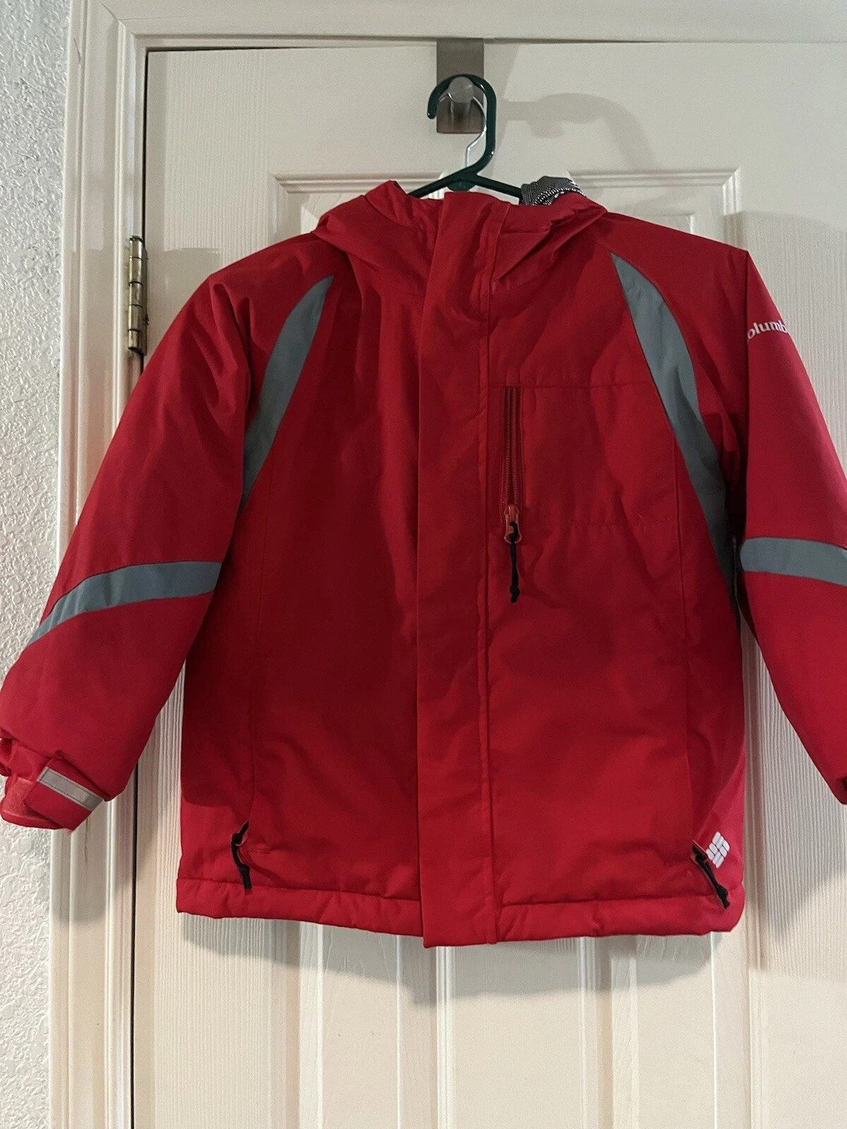 Kids Columbia Omni-tech/Omni/heat Hooded Jacket Red/gray Size 6/7 #032