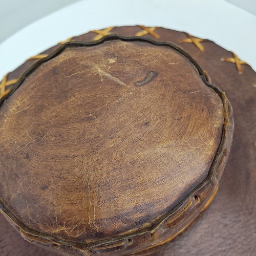 Unisex Handcrafted Brown Rustic Leather Western Hat Mexico Needs New Lacing - Picture 5 of 11