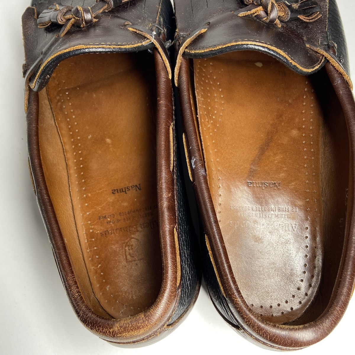 ALLEN EDMONDS Nashua Mens 10 Black Pebbled Leather Brown 