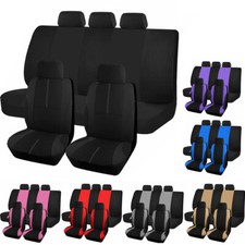 Juego completo de 5 fundas de asiento de tela para silla delantera cojín banco trasero cremallera