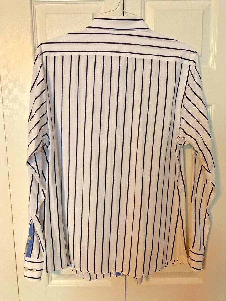 Camisa de vestir a rayas azules con botones L/S calce vintage de American Eagle para hombre - L Foto 3 de 3