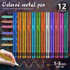 1-5mm Soft Tip Glitter Paint Pens - 12 Color Acrylic Glitter Markers