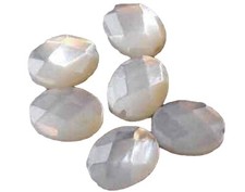 Sparkle Faceted Natural Mother of Pearl Beads  9x7mm  6 Beads 