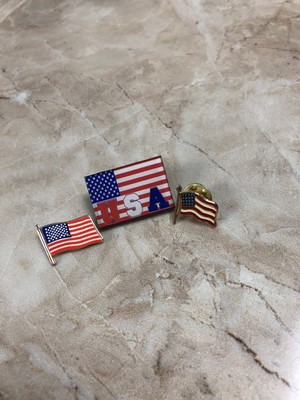 Vintage American Flag Pins 3 Red White And Blue Stars And Stripes