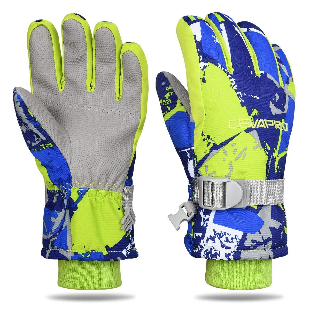 Cevapro -30℉ Ski Gloves Sz M Blue Yellow Kids