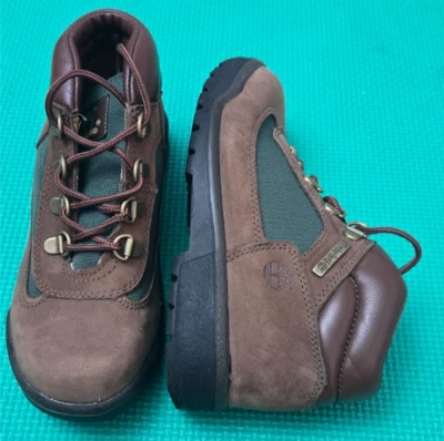 Timberland Boys US 2M / EU 34 Brown Olive Nubuck Boots Shoes Lace Up Hiking - Image 1 of 4