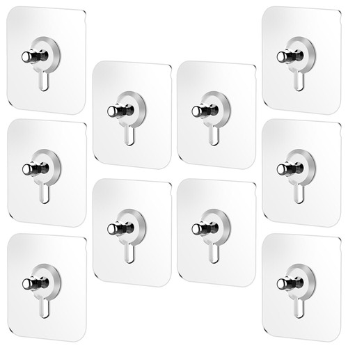 10Pcs Seamless Hooks Non-Trace Hooks Solid Wall Hooks Photo Hooks with Screws - Picture 3 of 12