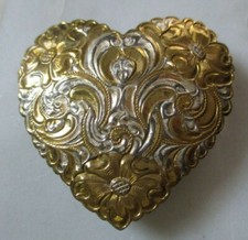 Crumrine belt buckle heart filigree two tone western