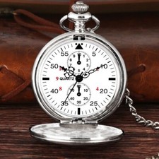 Silver Smooth Case Deco Small Dial Quartz Pocket Watch for Men Women 30CM Chain