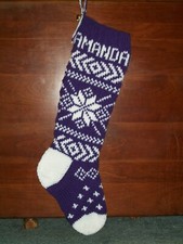 Pattern Only SNOWFLAKE 2 Hand Knitted Christmas Stocking