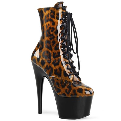 black ankle boots with leopard print heel