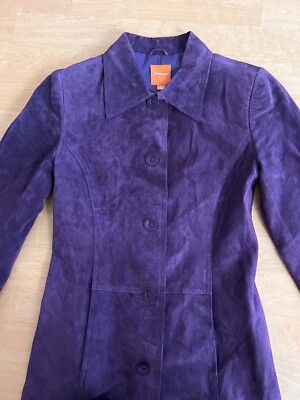 NEW Anonymous John Carlisle Purple Suede Mid Length Coat Jacket, XS