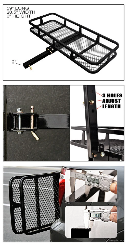 Topline 59" Mesh Foldable Trailer Hitch Cargo Carrier Basket For Cadillac -Black Foto 4 de 4