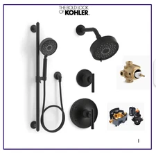 New Kohler Purist MF Shower System Lever 2.5 GPM  BL Black Bundle  11 Items D2