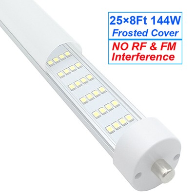 25 Pack Frost 8Ft Led Bulbs Single Pin, Fa8 Base 8 Ft Led Shop Light 144W 6500K