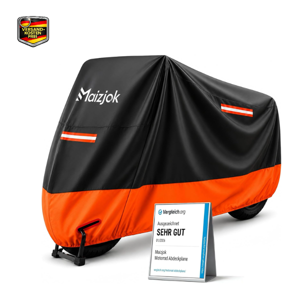 Motorrad Abdeckplane FüR Moped Roller 245X105X125 Cm Schwarz-Orange 210D-image