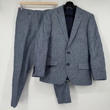 J.Crew Thompson Mens 36S Blue Linen Two Button Suit Jacket Pants 29x25