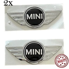 ️2PCS Mini Badge Logo Front Bonnet Rear Boot Chrome Metal Sticker Hood Cooper