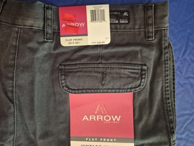 Two, 2 of VINTAGE Slacks, Men's 34 W 30 L, Arrow Black Khakis, New With Tags-NWT