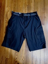 NWT NEW Iron Co Stretch Performance Hybrid Cargo Shorts Black SZ 32 x 11 Belted