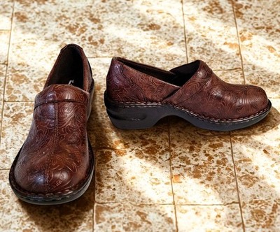 EUC Thom McAn Toronto Brown Floral Paisley Clog Slip On Shoes 8.5W 40425 Work 