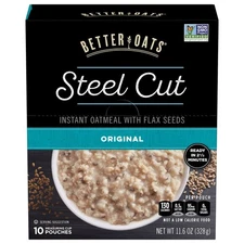 Better Oats Steel Cut Oatmeal Packets, Original Flavor, 10 Pack, 11.6 OZ