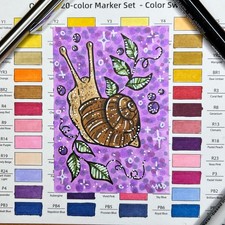 ACEO Original Art Snail drawing artwork snails art ATC bug garden nature card
