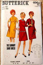Vtg 1970's Butterick 4064 Dress or Jumper and Blouse Yoke Front Sz 13 Bust 33