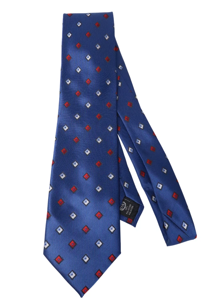 Gravata CANDA masculina tamanho único pontiaguda clássica estampada azul - Imagem 4 de 4