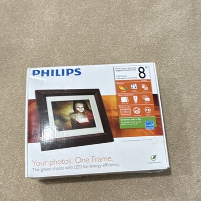 Philips SPF3482/G7 8'' LCD Digital Photo Frame Mahogany USB LED Easy to Use