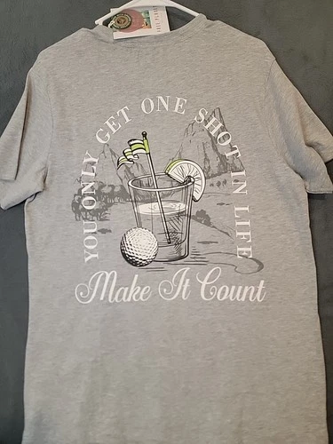 NWT Men's M Free Planet Heathered Grey Graphic Golf Casual T Shirt - product listing photo