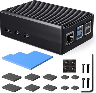 Metal Gehäuse für Raspberry Pi 5 4GB 8gb:Rasberry Pi 5 Aluminium Passiv Cooling