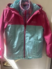 Eddie Bauer Jacket Girls Hot Pink/ Turquoise Zip Up two piece Youth M 10/12