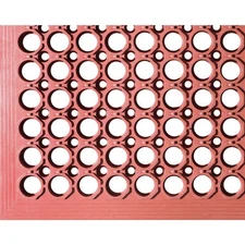 Hubert® Red Rubber Heavy-Duty Grease-Resistant Drainage Mat - 5'L x 3'W x 1/2"H