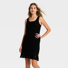 Women Mini Sweater Dress - A New Day Black M