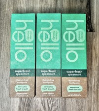 hello Superfresh Fluoride Free Toothpaste Spearmint 5oz Exp 12/27 3Pk