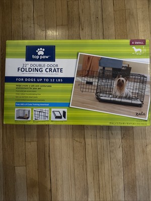 Top Paw 22” double door folding crate for dogs up to 12 pounds
