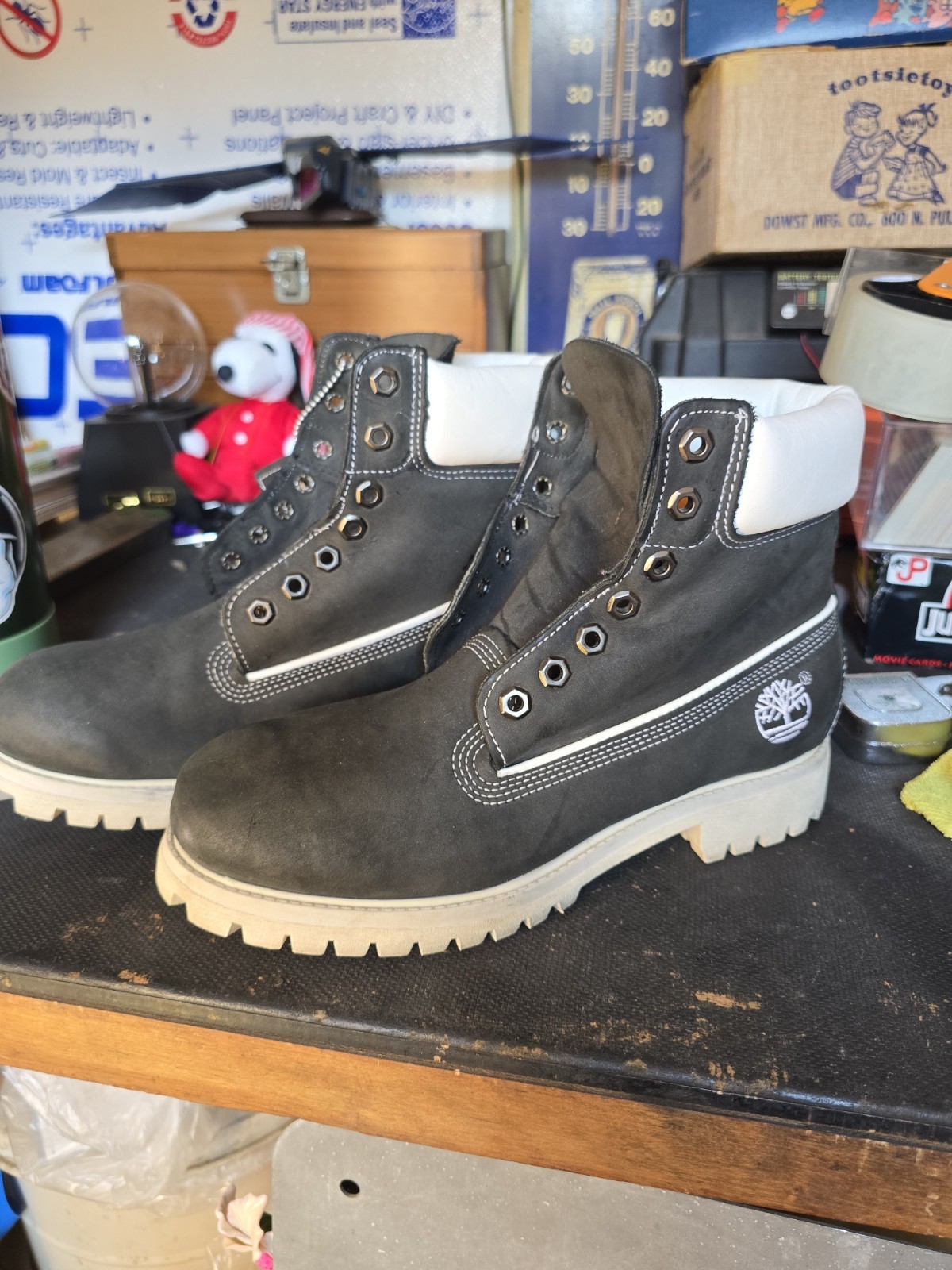 SAOLA Stivali impermeabili Timberlands 8 m rari tela nera suola bianca 6" 280852234