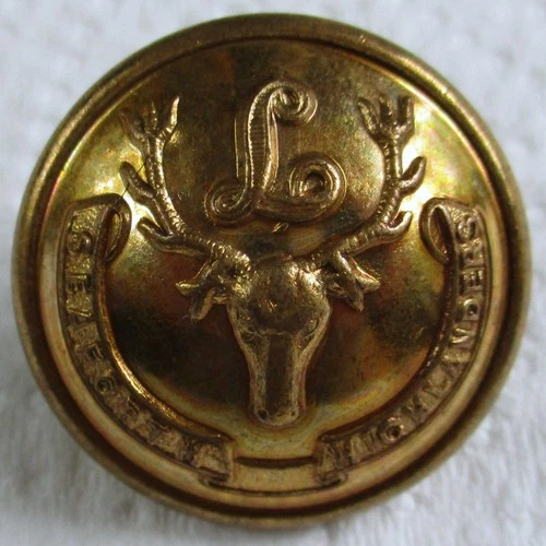 British Army:"SEAFORTH HIGHLANDERS BRASS BUTTON" (Large, 25mm, WW1-WW2 Period)