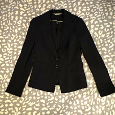 White House Black Market Black Button Blazer Jacket Women  s Size 2 Lined Pockets