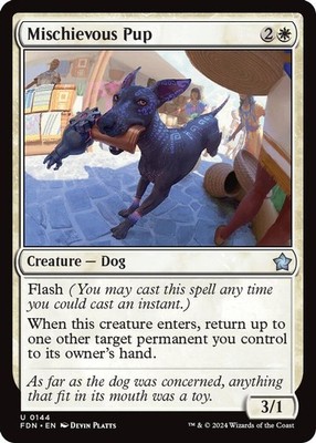 2024 Magic: The Gathering: Foundations - Mischievous Pup (#144, U, Near Mint)