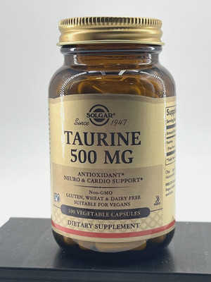 Solgar Taurine 500mg 100 Vegetable Capsules -NIB- EXP 4/28 -FREE SHIPPING