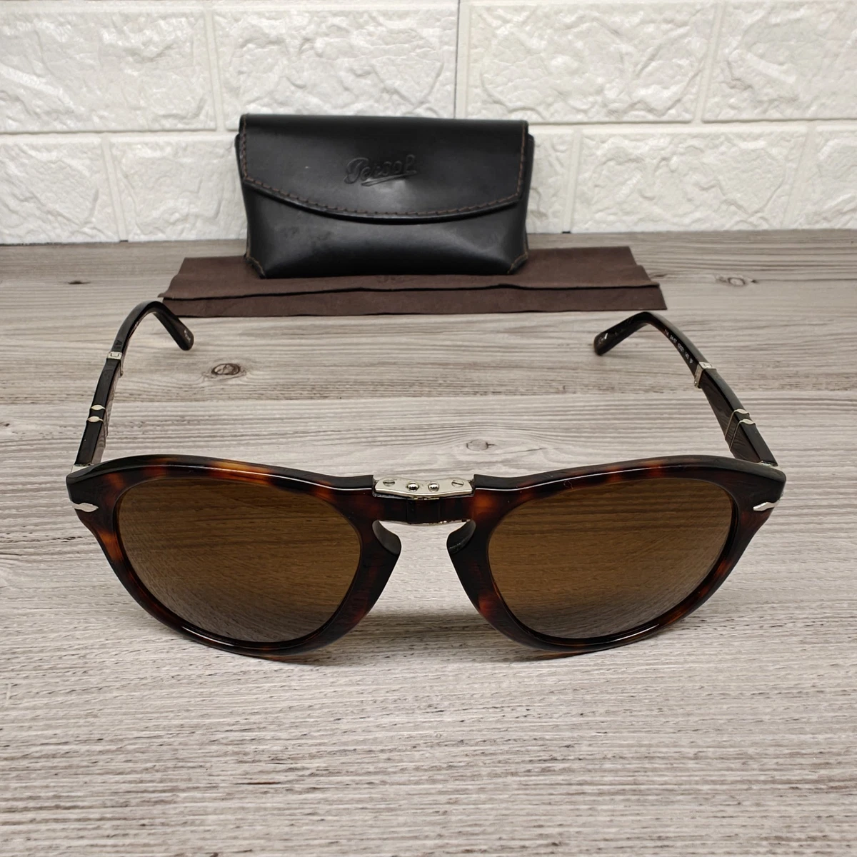 Persol PO714 24/57 Folding Polarised Sunglasses Havana Brown 52-21 140 3P Case