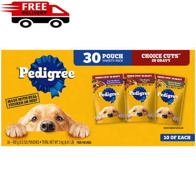 Pedigree Choice Cuts In Gravy Adult Soft Wet Dog Food Variety Pack, 3.5 Oz,30Ct