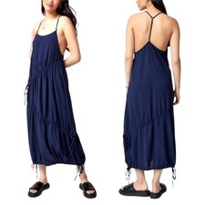 NWT URBAN OUTFITTERS Iris Ruched Midi Dress in Navy. Size Medium