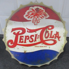 Wall Art Bottle Top Retro Vintage Style Tin Metal Bar Pub Mancave Pepsi-Cola [s]