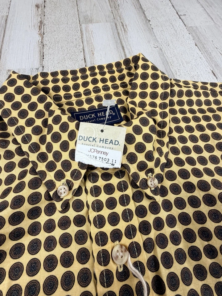 Camisa con botones de manga larga Duck Head para hombre - marrón/amarillo a cuadros, talla XL NUEVA CON ETIQUETAS Foto 4 de 4